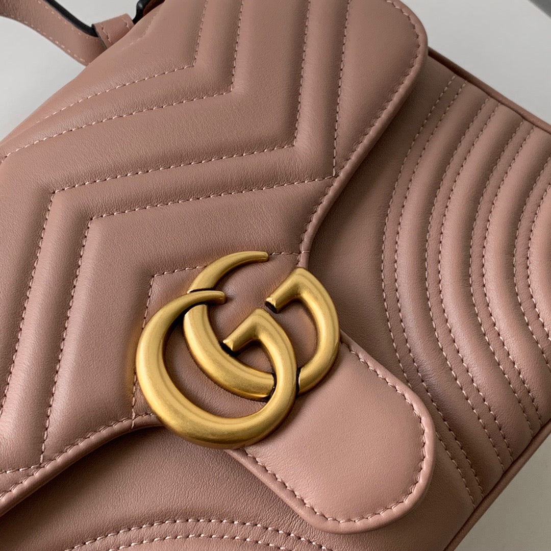 GG Marmont 26.5cm Dark Beige Calfskin Gold Hardware mysite