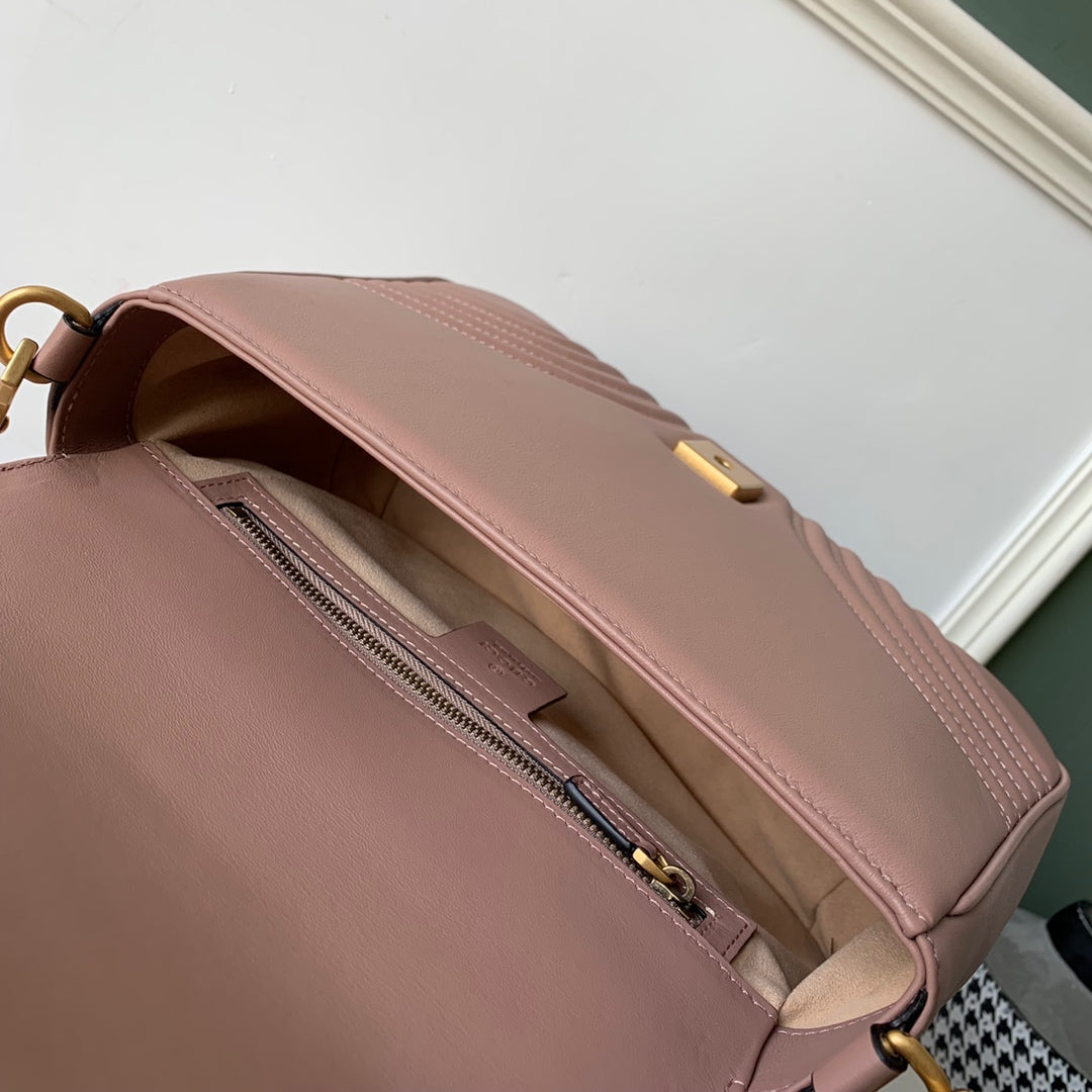 GG Marmont 26.5cm Dark Beige Calfskin Gold Hardware mysite