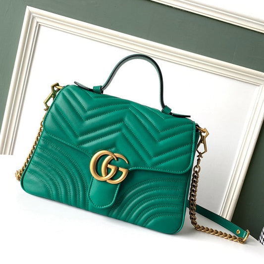 GG Marmont 26.5cm Green Calfskin Gold Hardware mysite