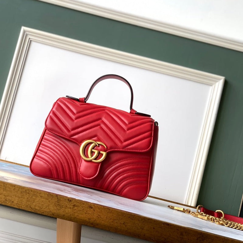 GG Marmont 26.5cm Red Calfskin Gold Hardware mysite