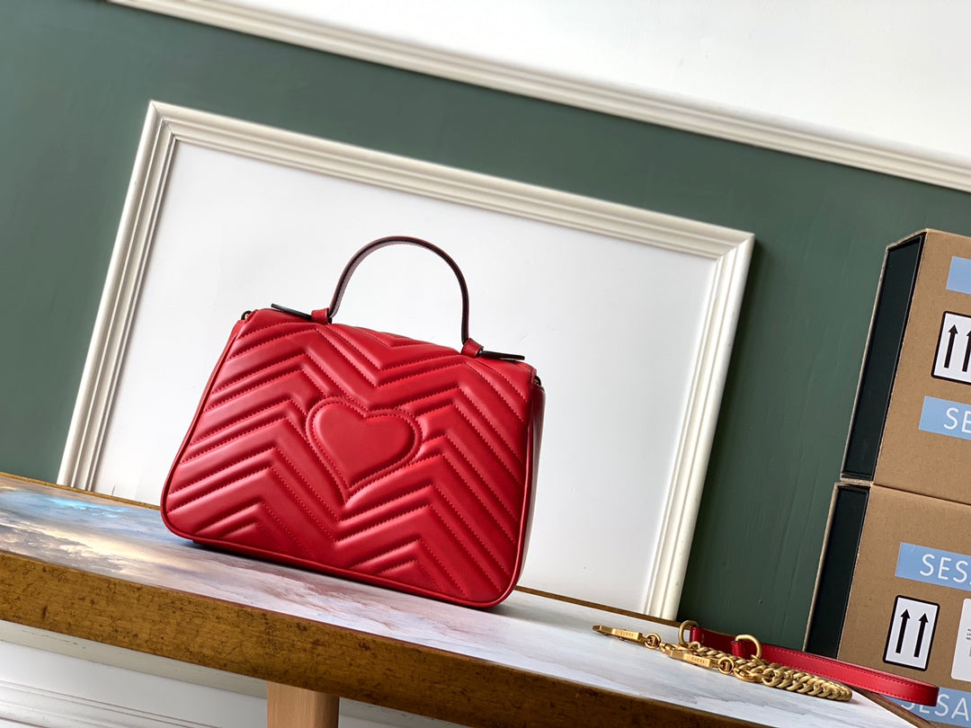 GG Marmont 26.5cm Red Calfskin Gold Hardware mysite