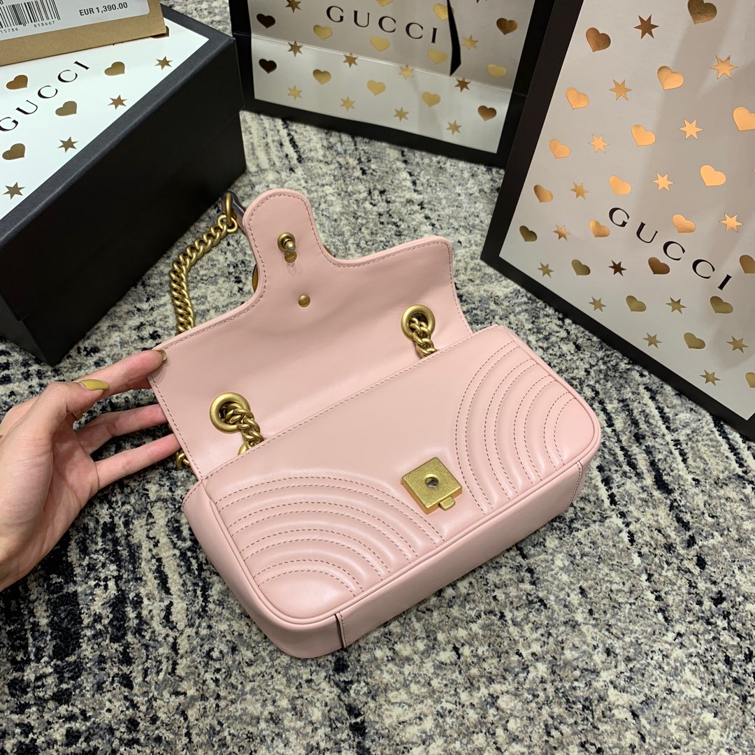 GG Marmont 22cm Pink Calfskin Gold Hardware mysite