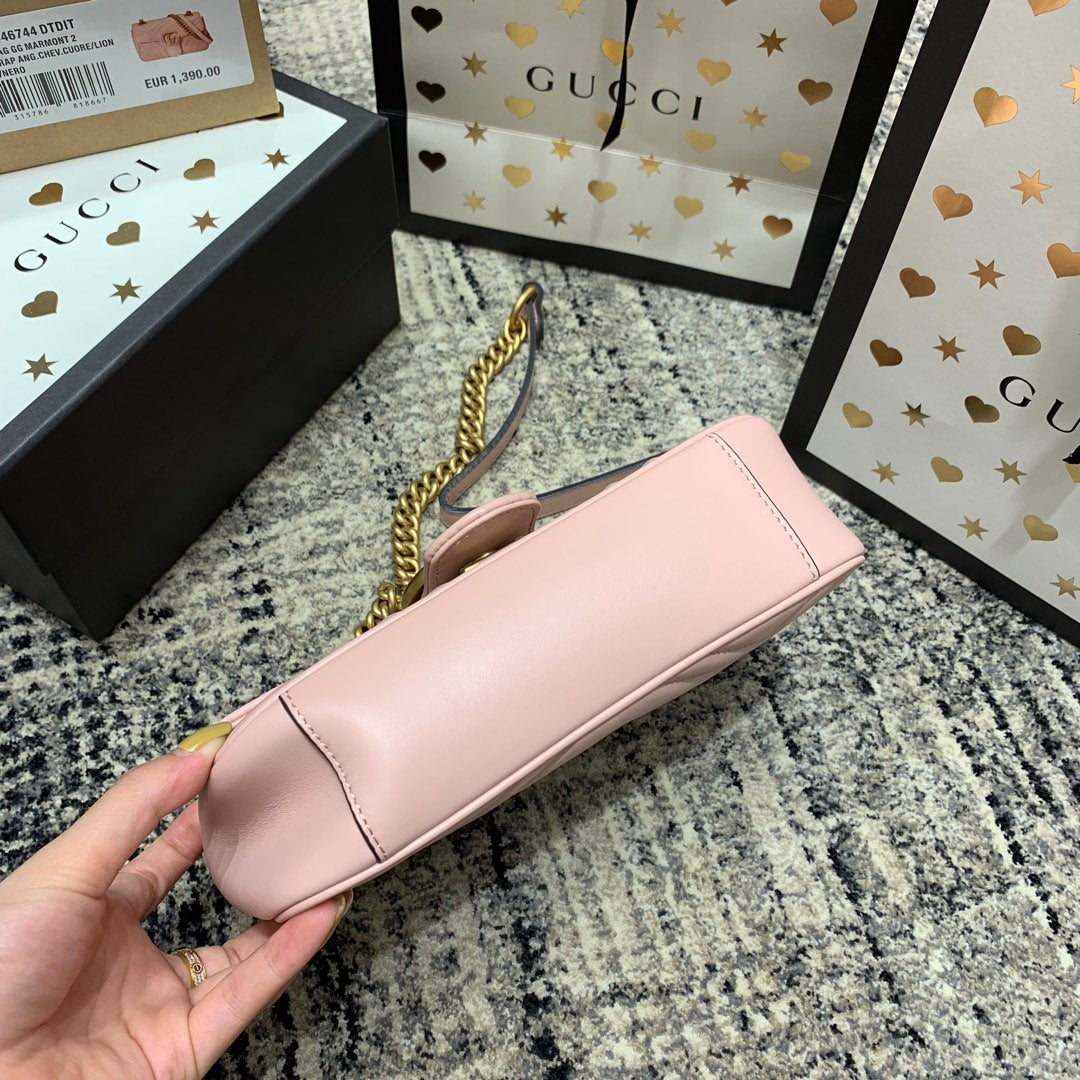 GG Marmont 22cm Pink Calfskin Gold Hardware mysite