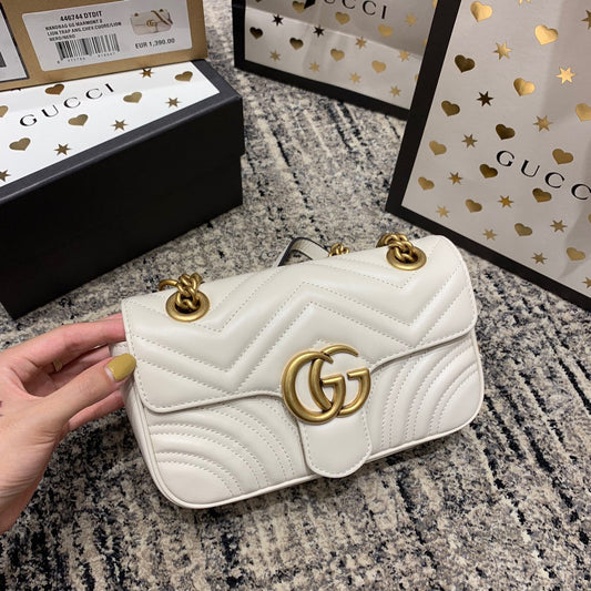 GG Marmont 22cm White Calfskin Gold Hardware mysite