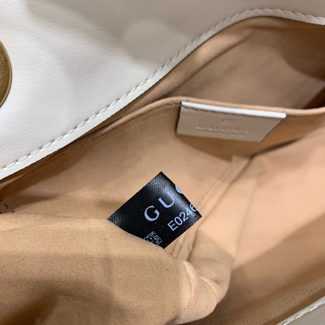 GG Marmont 22cm White Calfskin Gold Hardware mysite