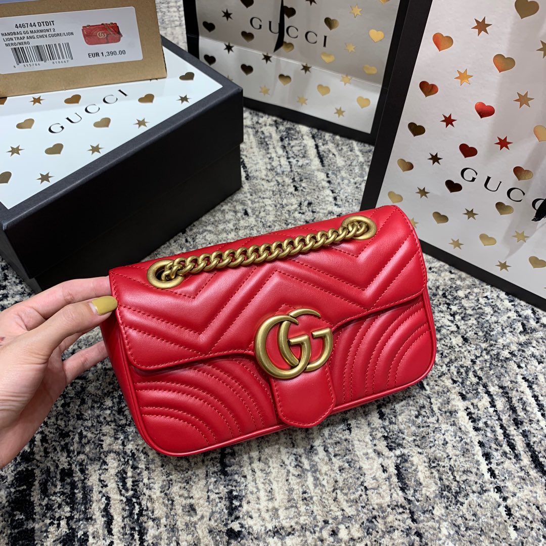 GG Marmont 22cm Red Calfskin Gold Hardware mysite