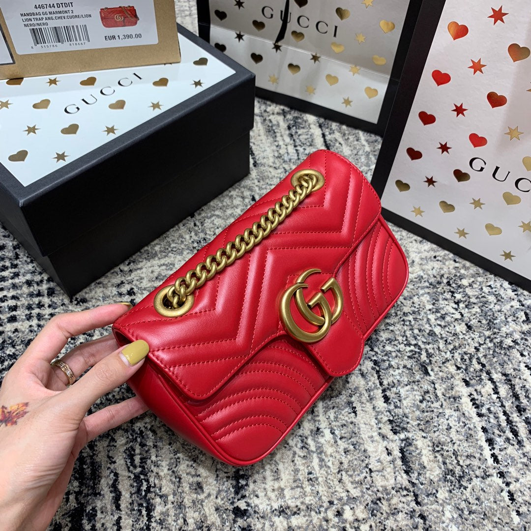 GG Marmont 22cm Red Calfskin Gold Hardware mysite