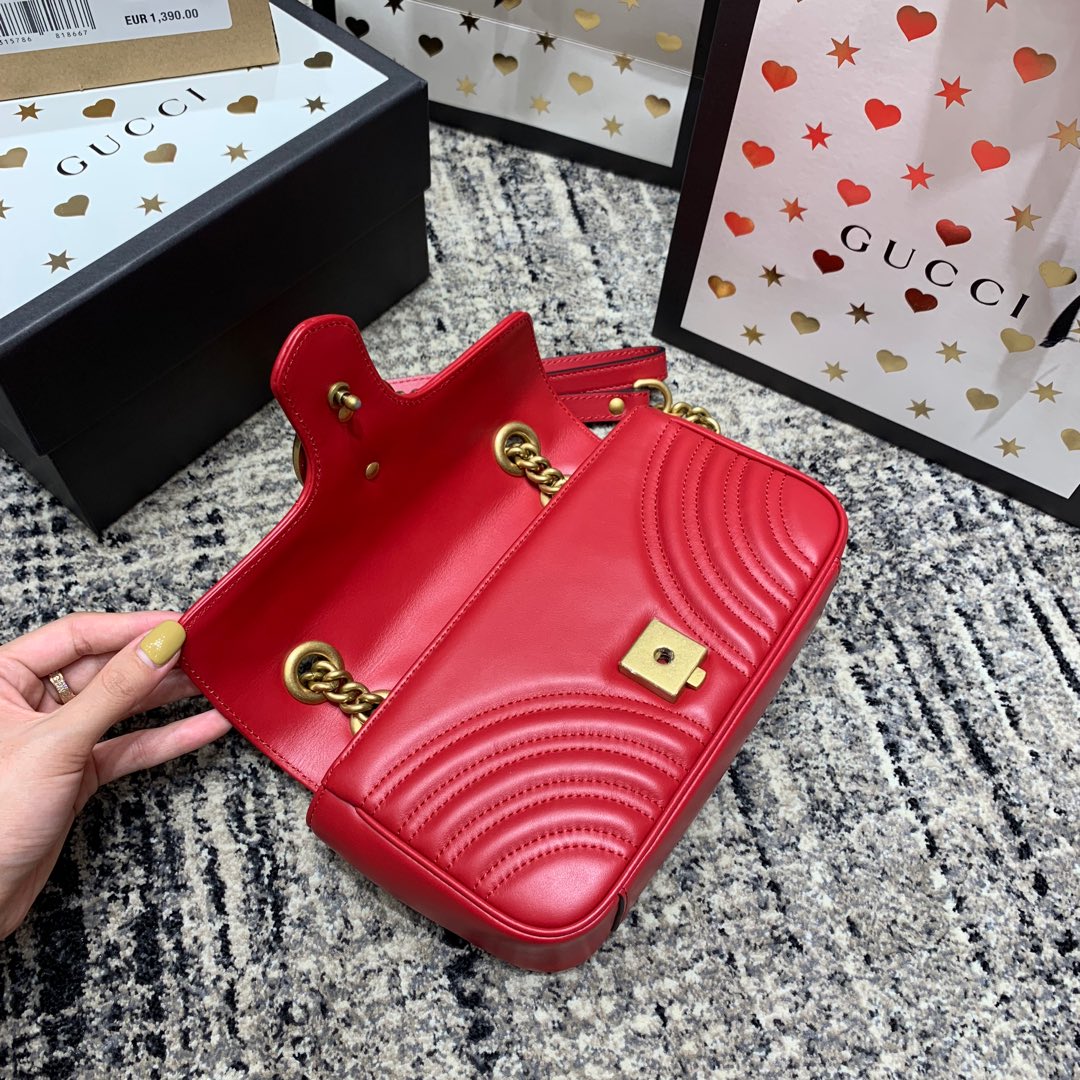 GG Marmont 22cm Red Calfskin Gold Hardware mysite