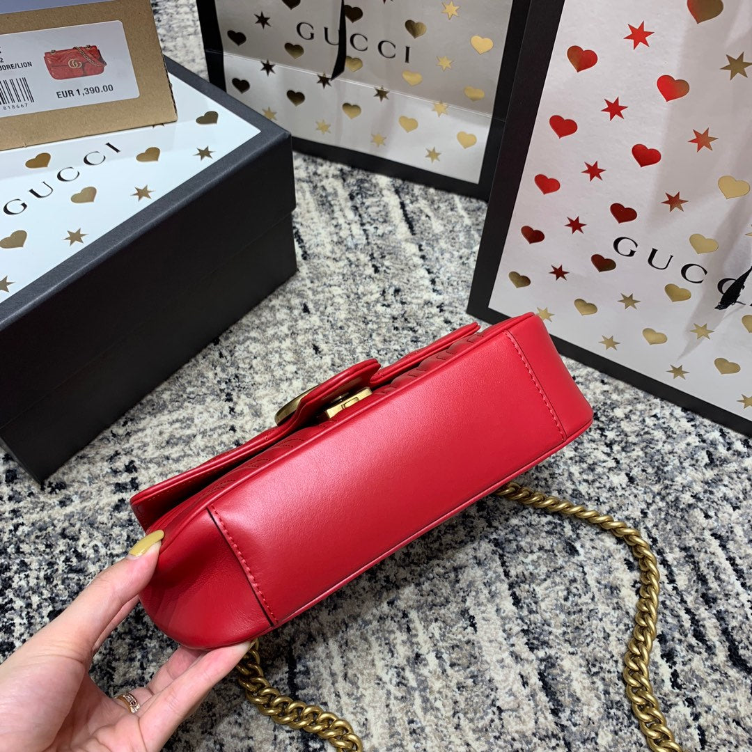 GG Marmont 22cm Red Calfskin Gold Hardware mysite