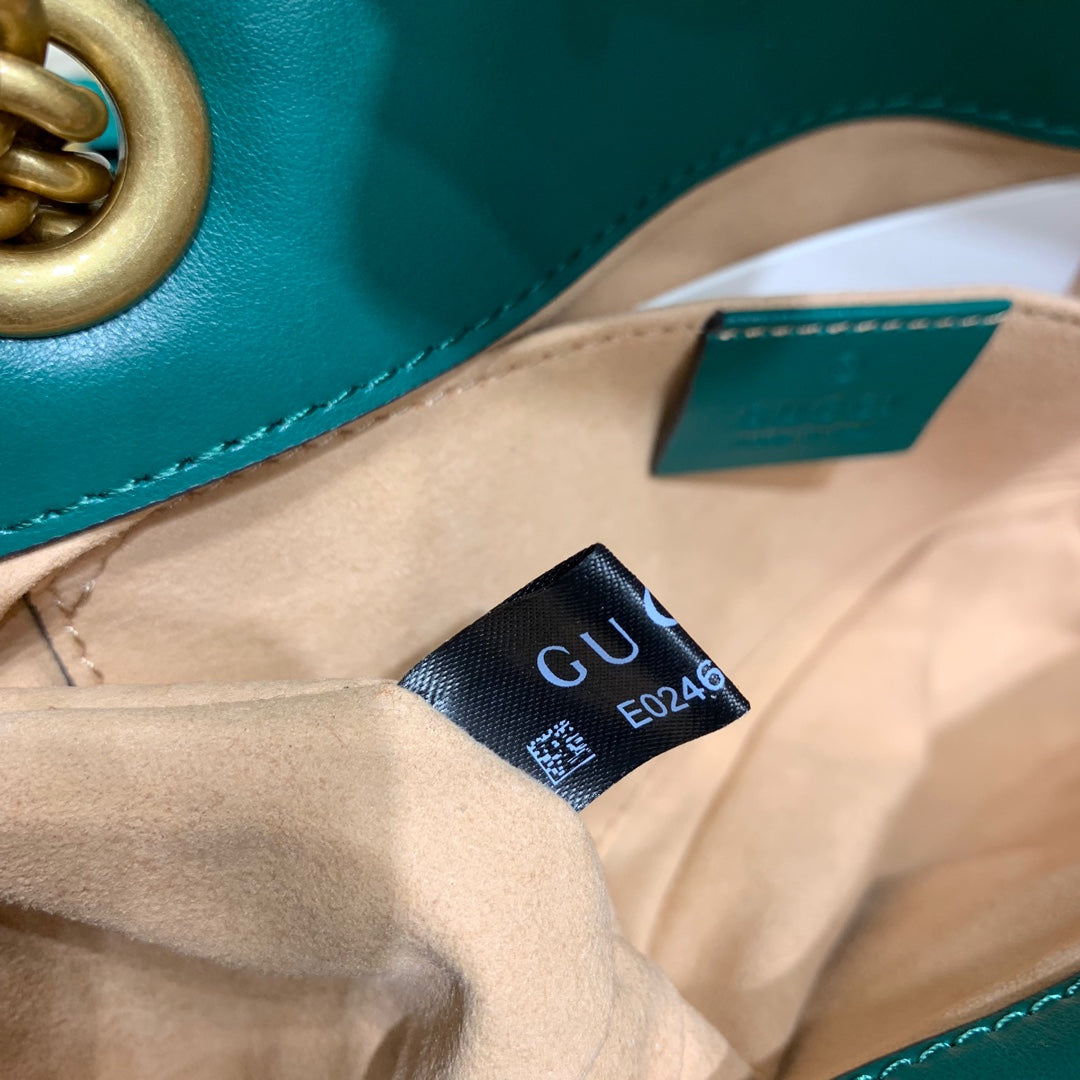 GG Marmont 22cm Turquoise Calfskin Gold Hardware mysite