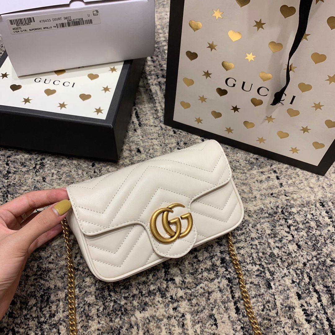 GG Marmont Mini 16.5cm White Calfskin Gold Hardware mysite