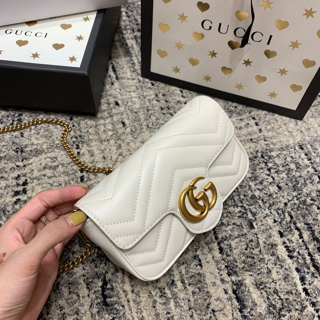 GG Marmont Mini 16.5cm White Calfskin Gold Hardware mysite