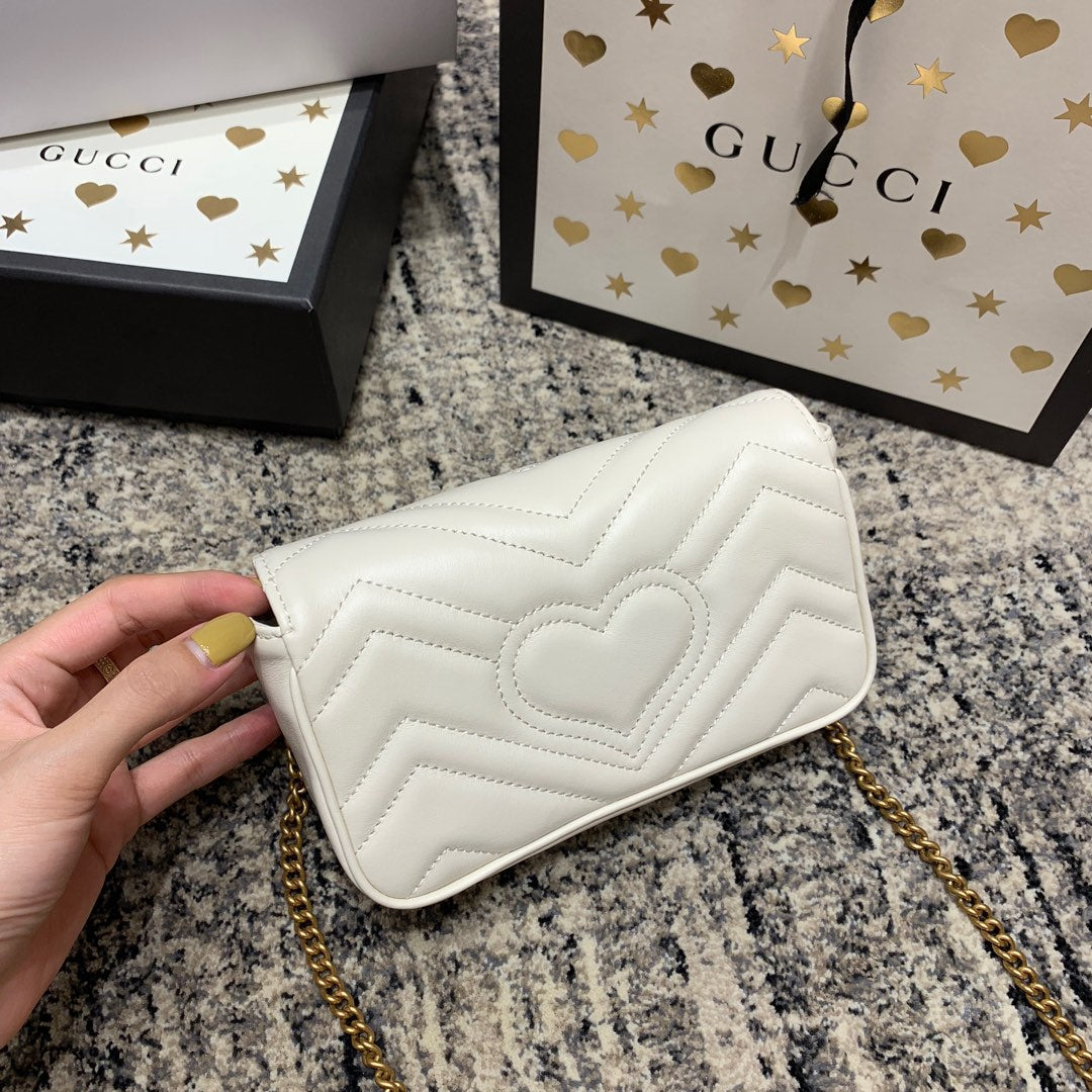 GG Marmont Mini 16.5cm White Calfskin Gold Hardware mysite