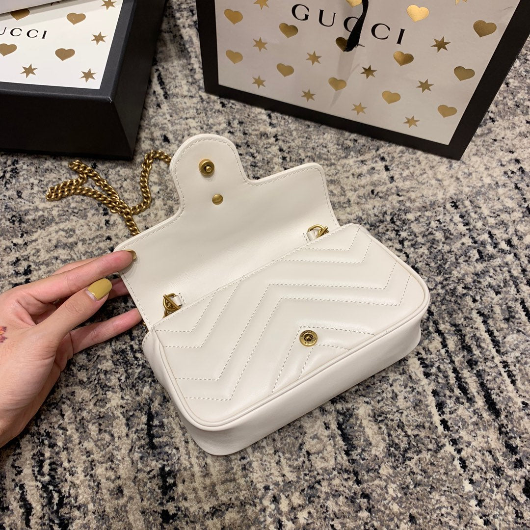 GG Marmont Mini 16.5cm White Calfskin Gold Hardware mysite