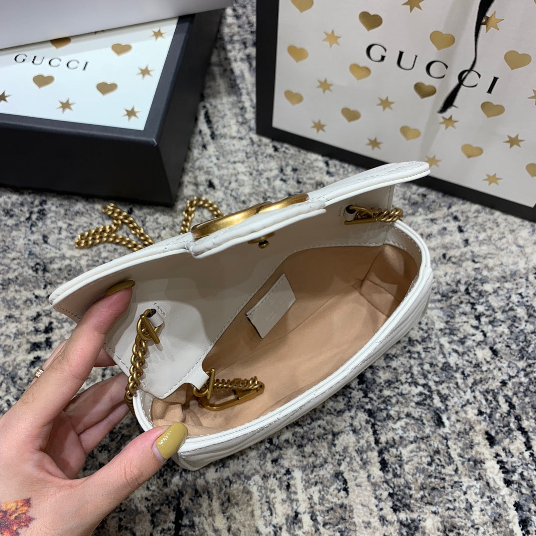 GG Marmont Mini 16.5cm White Calfskin Gold Hardware mysite