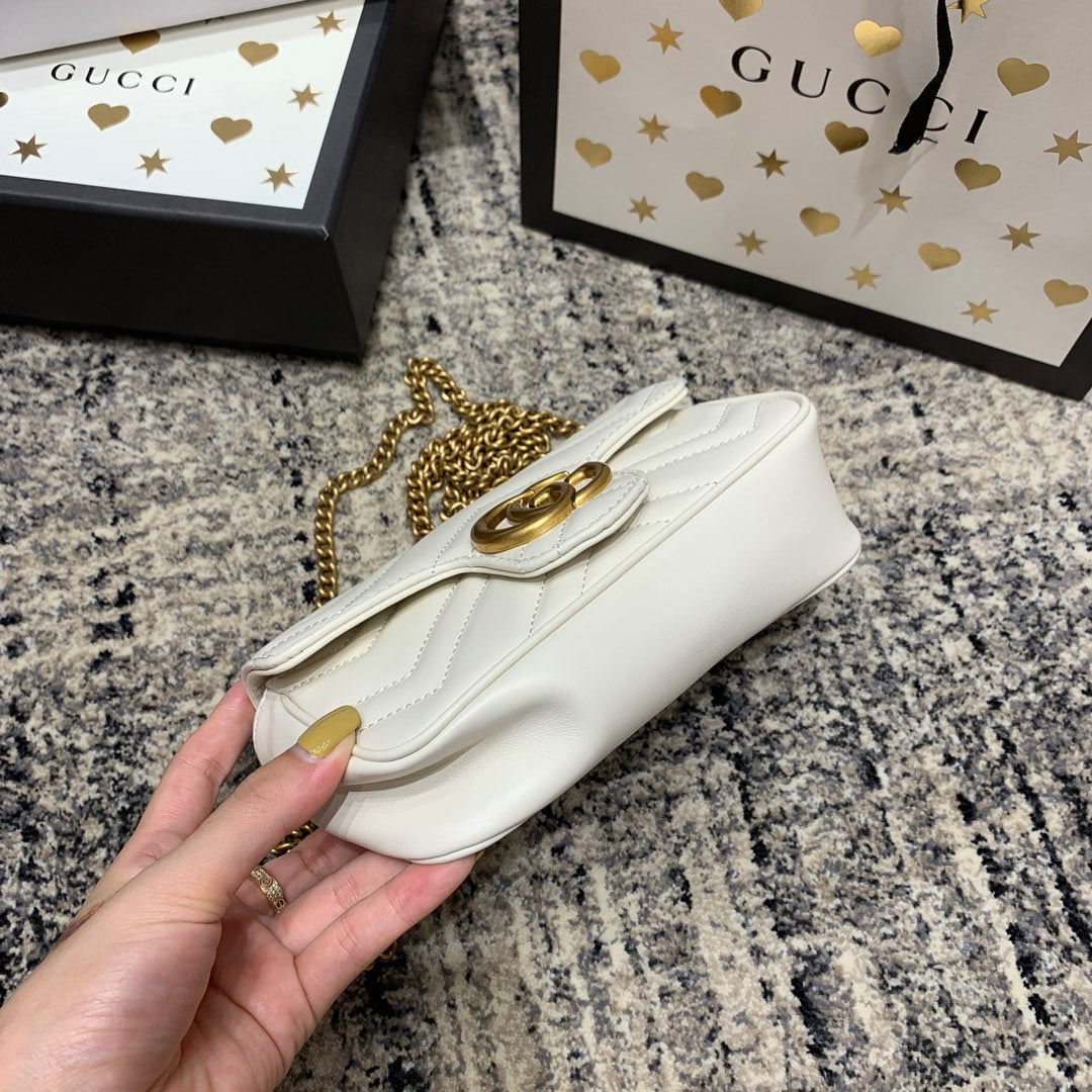 GG Marmont Mini 16.5cm White Calfskin Gold Hardware mysite