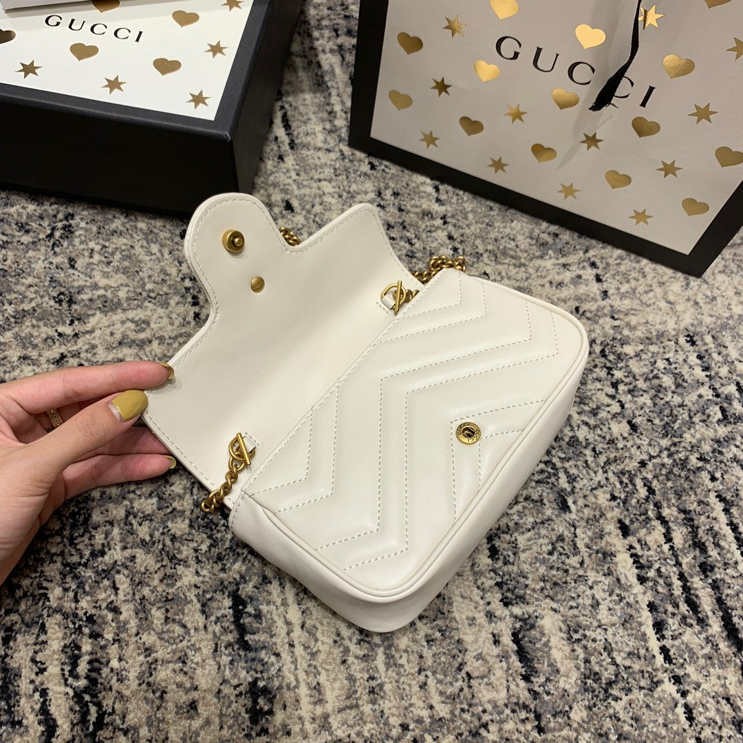 GG Marmont Mini 16.5cm White Calfskin Gold Hardware mysite