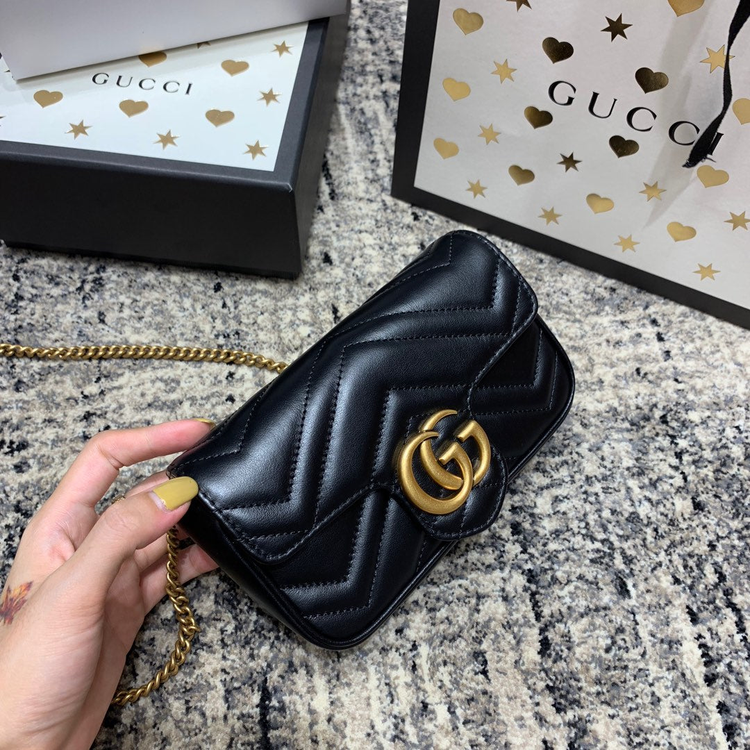 GG Marmont Mini 16.5cm Black Calfskin Gold Hardware mysite