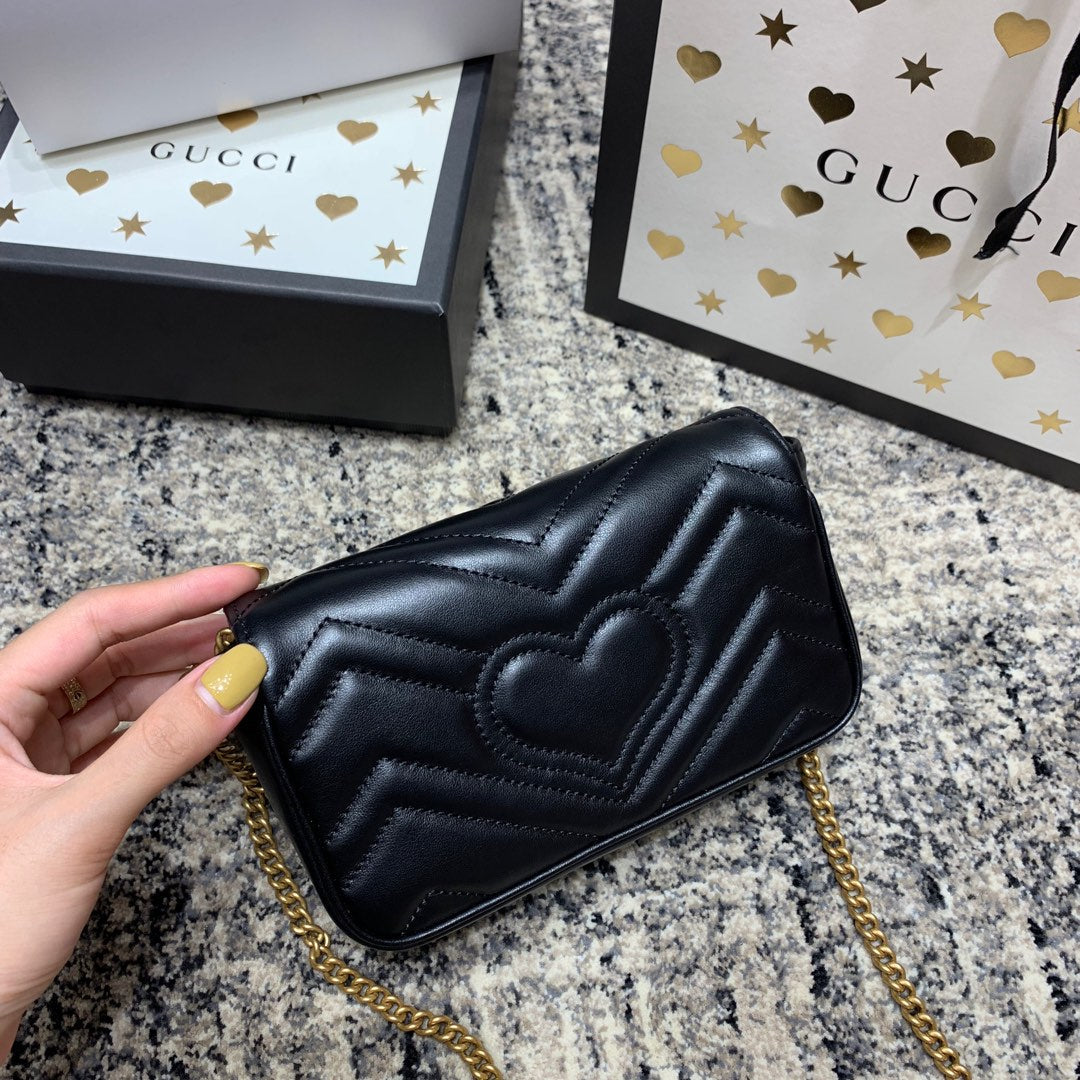 GG Marmont Mini 16.5cm Black Calfskin Gold Hardware mysite