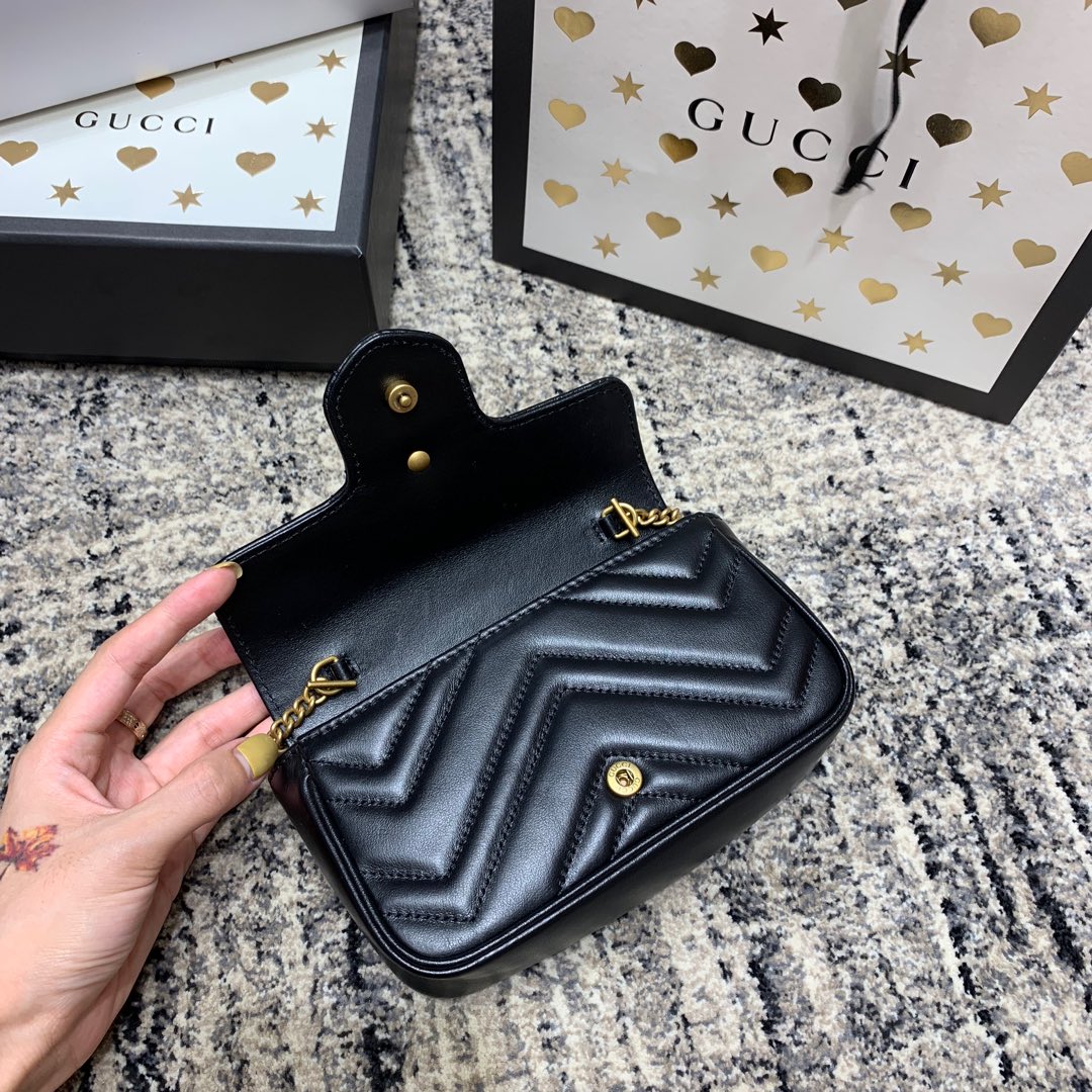 GG Marmont Mini 16.5cm Black Calfskin Gold Hardware mysite