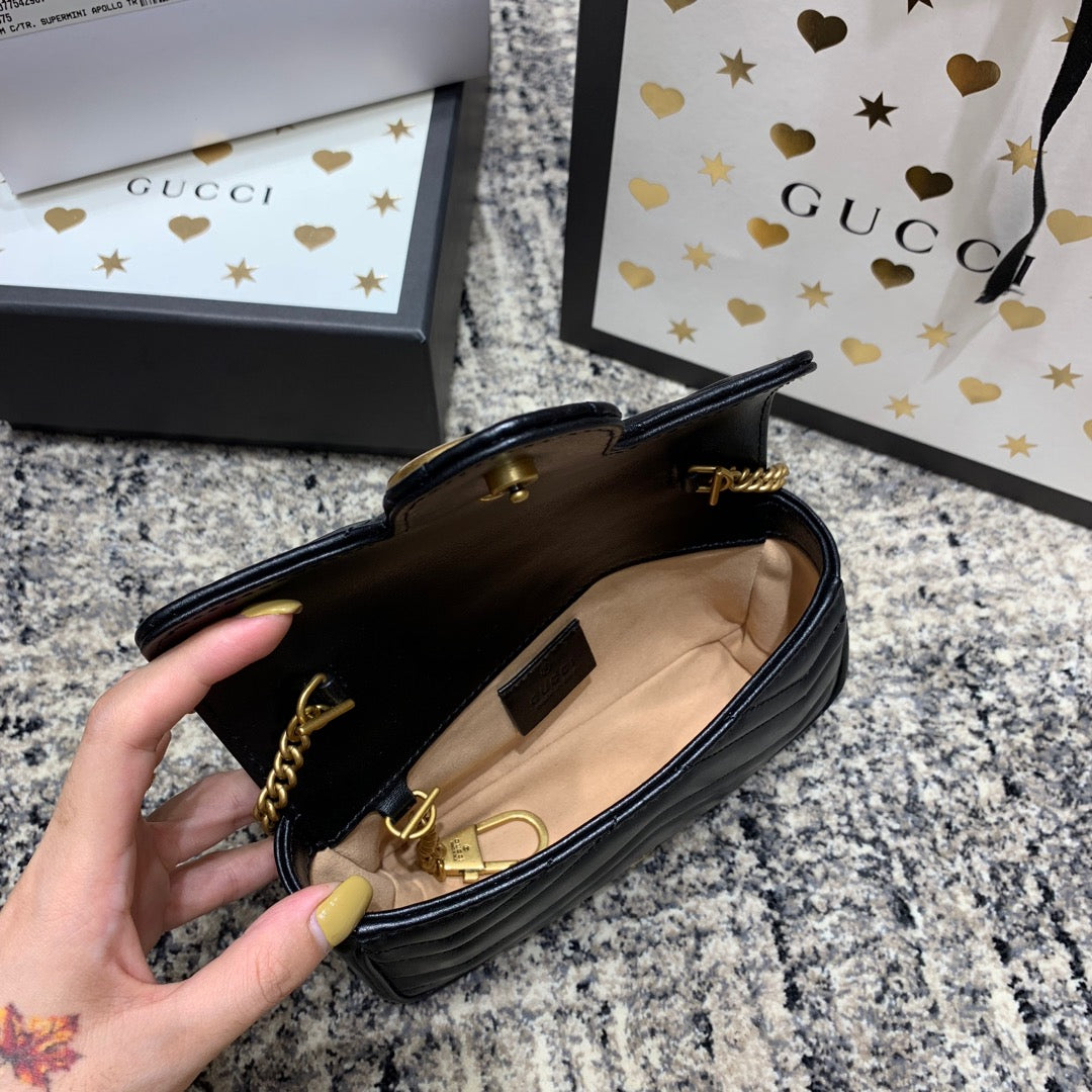 GG Marmont Mini 16.5cm Black Calfskin Gold Hardware mysite