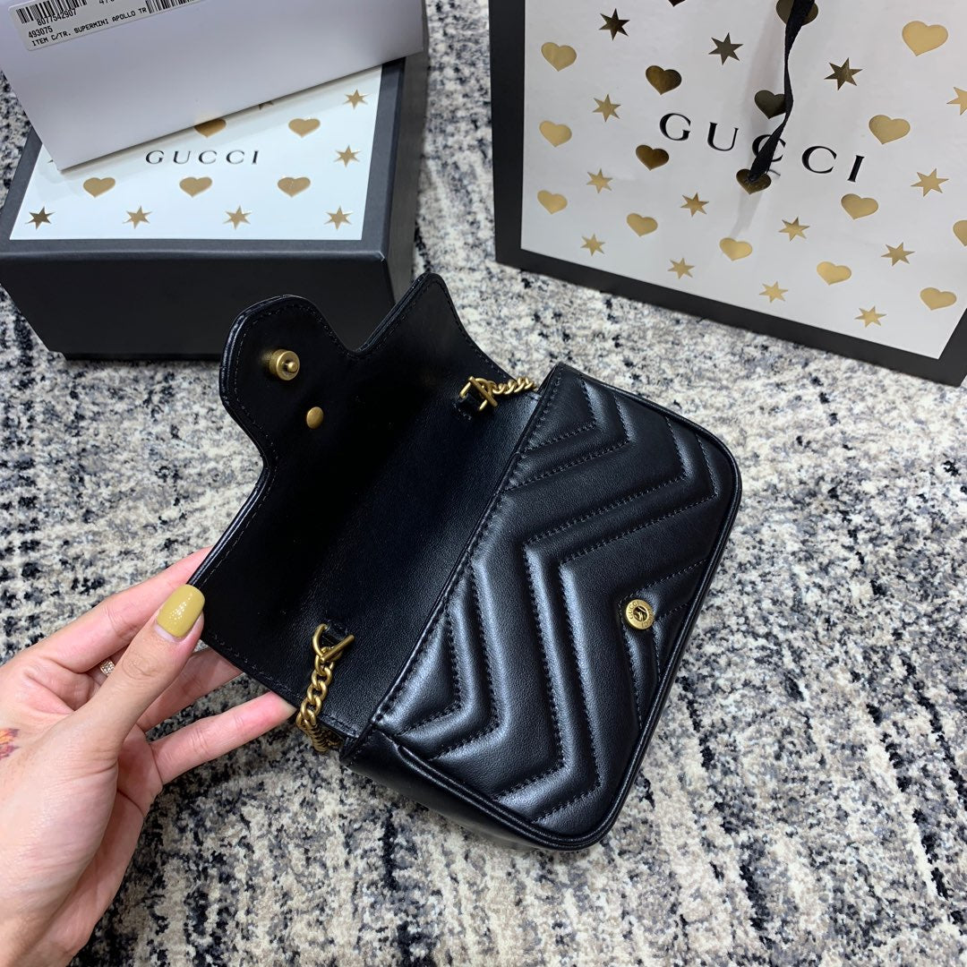 GG Marmont Mini 16.5cm Black Calfskin Gold Hardware mysite