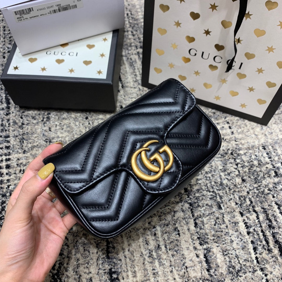 GG Marmont Mini 16.5cm Black Calfskin Gold Hardware mysite