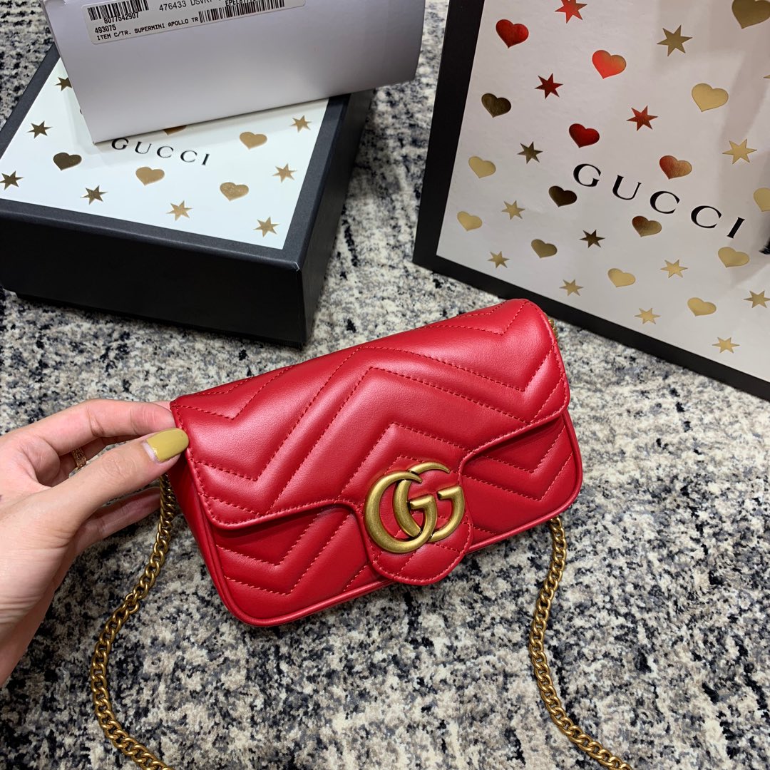 GG Marmont Mini 16.5cm Red Calfskin Gold Hardware mysite