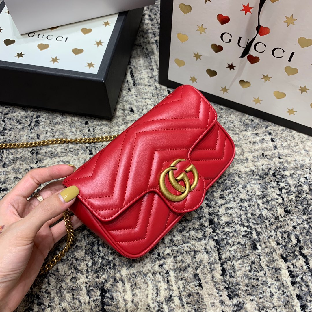 GG Marmont Mini 16.5cm Red Calfskin Gold Hardware mysite