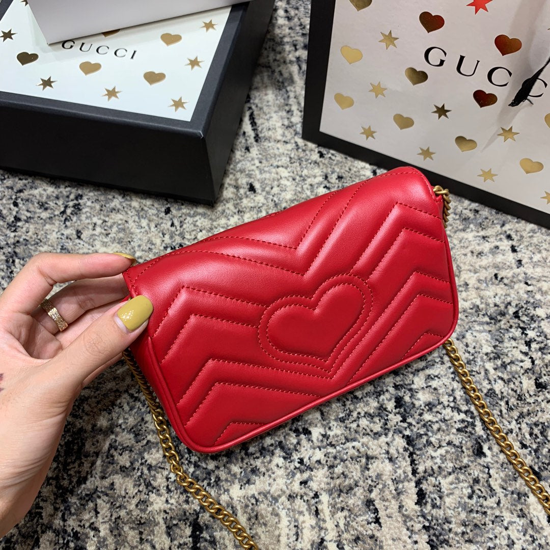 GG Marmont Mini 16.5cm Red Calfskin Gold Hardware mysite