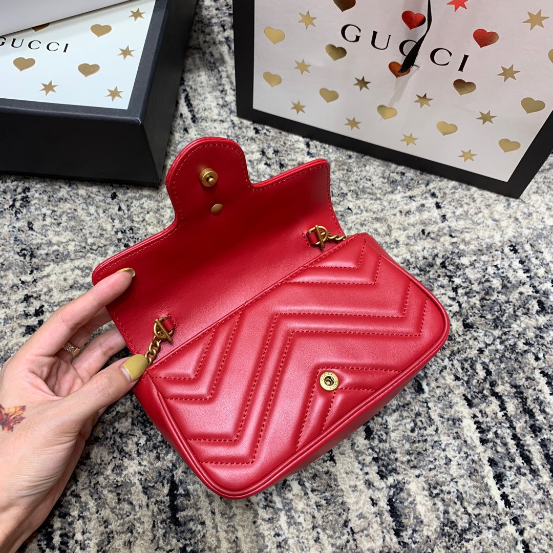 GG Marmont Mini 16.5cm Red Calfskin Gold Hardware mysite