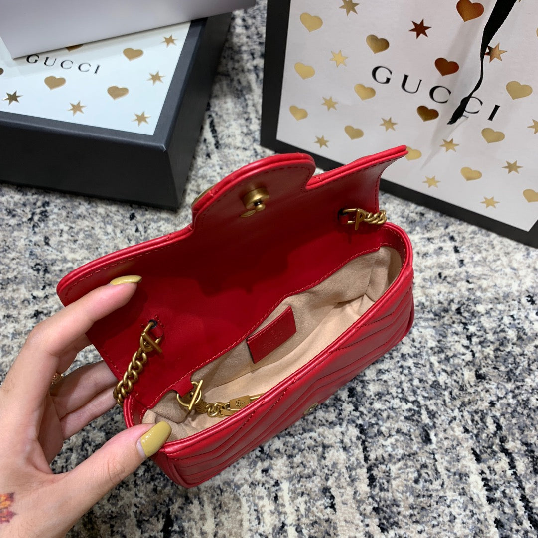 GG Marmont Mini 16.5cm Red Calfskin Gold Hardware mysite