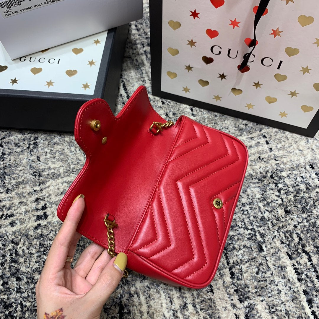 GG Marmont Mini 16.5cm Red Calfskin Gold Hardware mysite