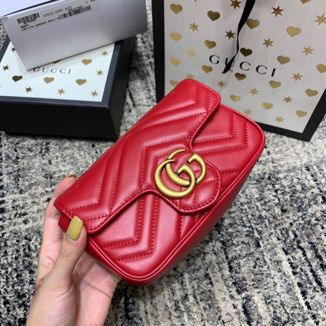 GG Marmont Mini 16.5cm Red Calfskin Gold Hardware mysite