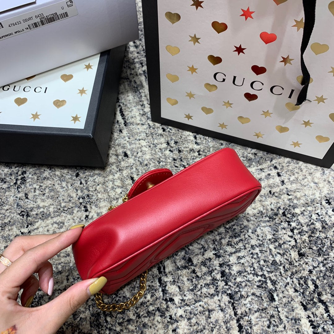 GG Marmont Mini 16.5cm Red Calfskin Gold Hardware mysite