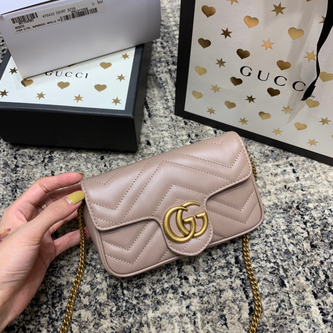 GG Marmont Mini 16.5cm Dark Beige Calfskin Gold Hardware mysite