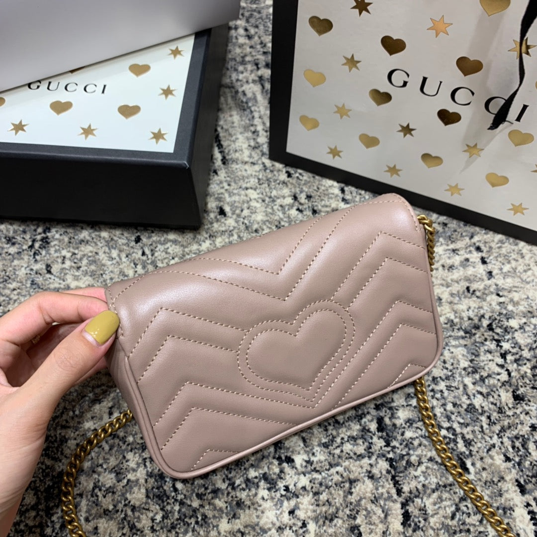 GG Marmont Mini 16.5cm Dark Beige Calfskin Gold Hardware mysite