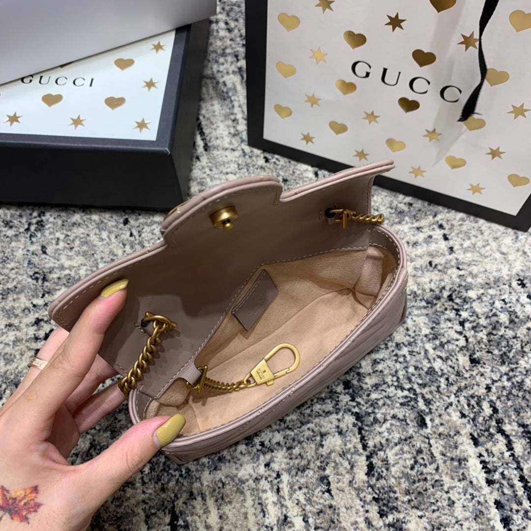 GG Marmont Mini 16.5cm Dark Beige Calfskin Gold Hardware mysite