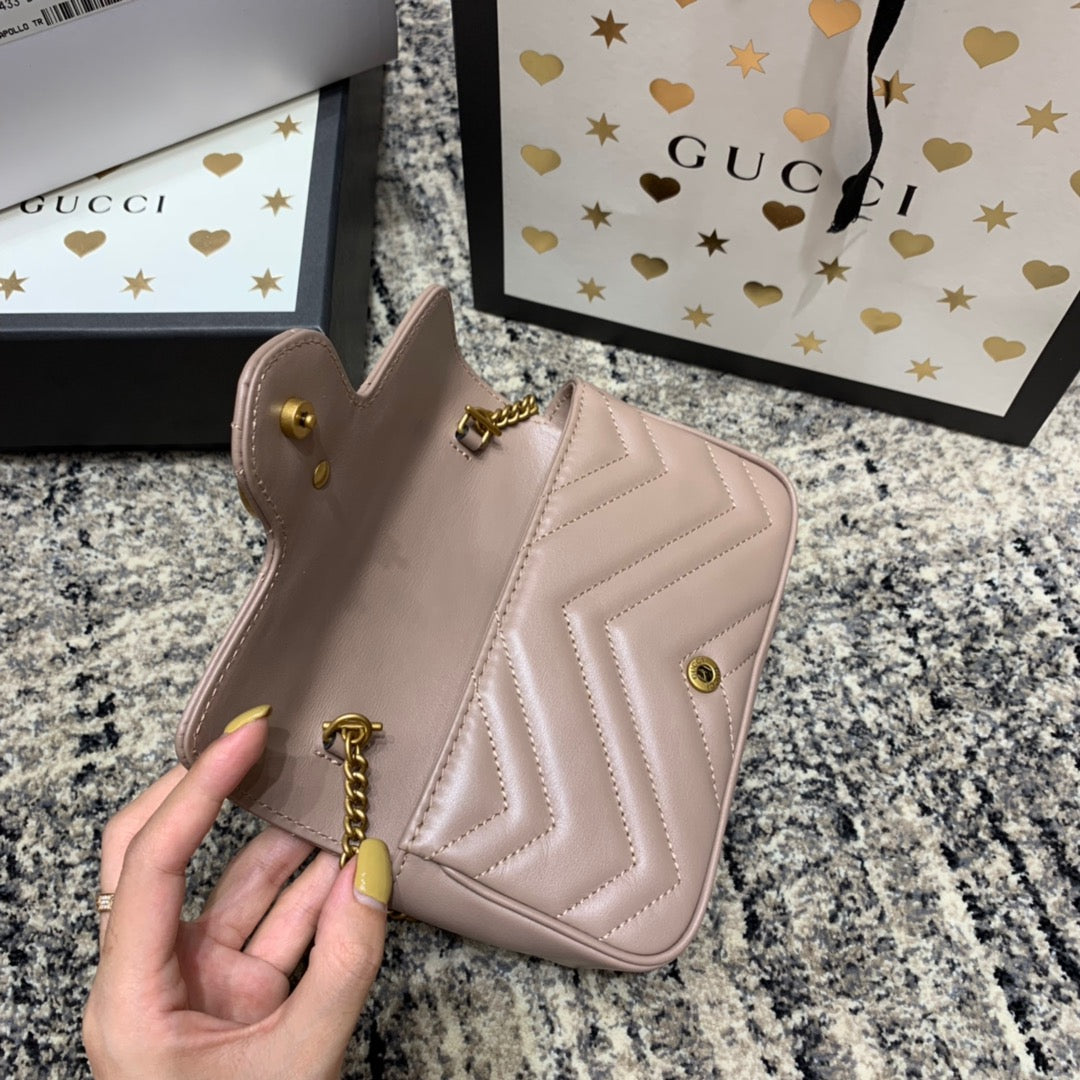 GG Marmont Mini 16.5cm Dark Beige Calfskin Gold Hardware mysite