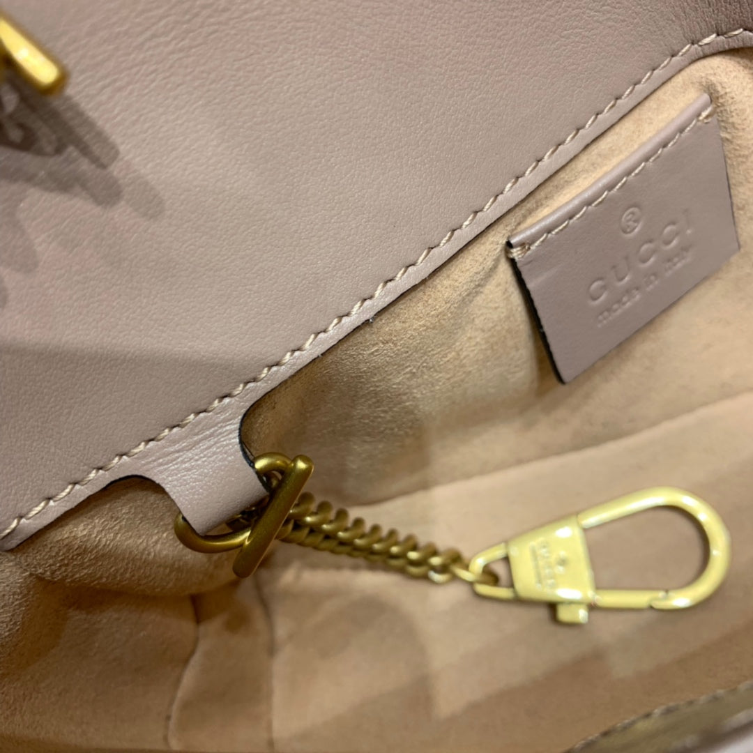 GG Marmont Mini 16.5cm Dark Beige Calfskin Gold Hardware mysite