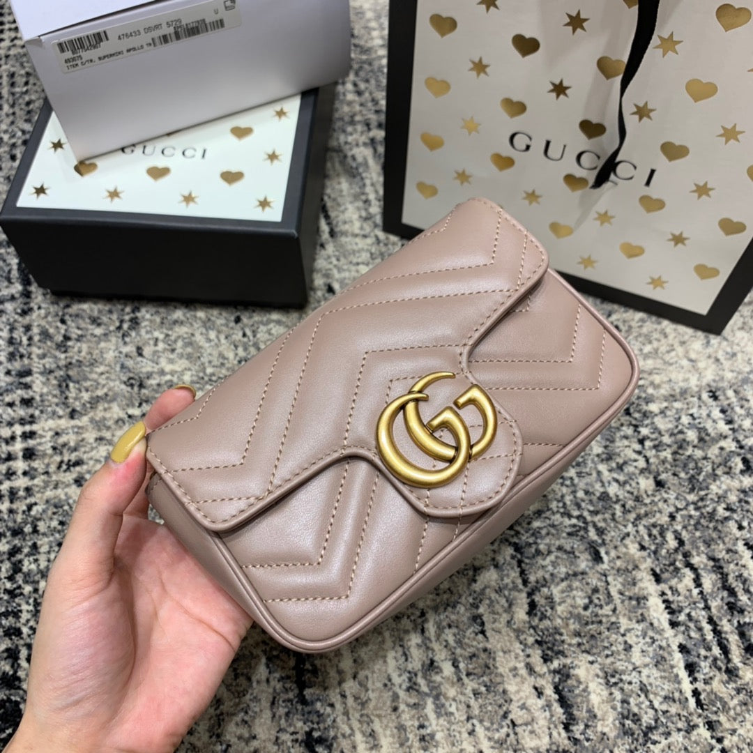 GG Marmont Mini 16.5cm Dark Beige Calfskin Gold Hardware mysite