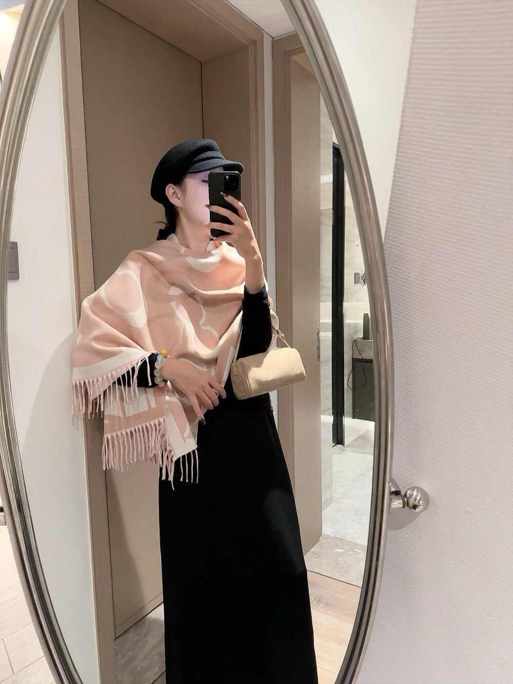 Simple Monogram Cashmere Fringed Scarf-10 mysite