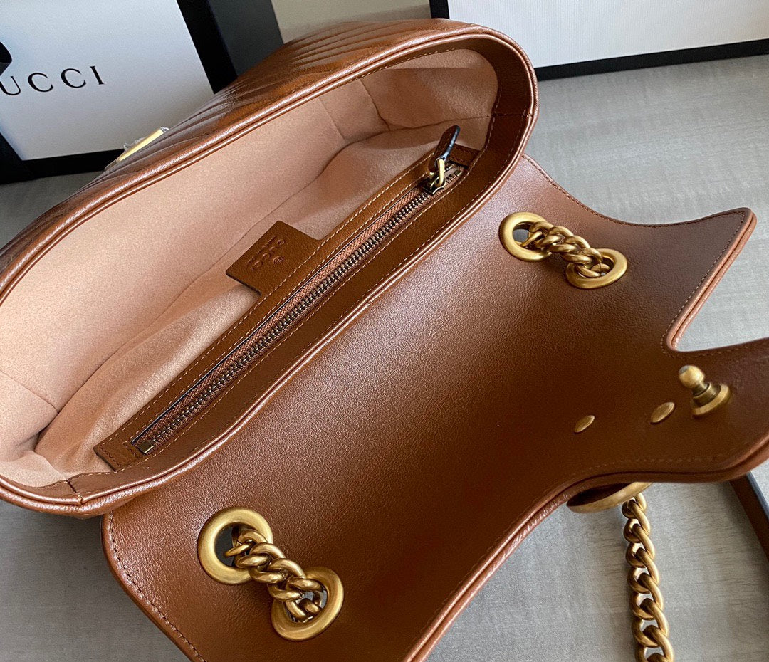 GG Marmont 26cm Brown Calfskin Gold Hardware mysite