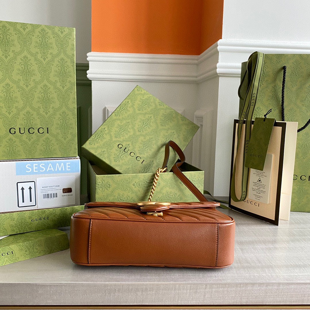 GG Marmont 26cm Brown Calfskin Gold Hardware mysite