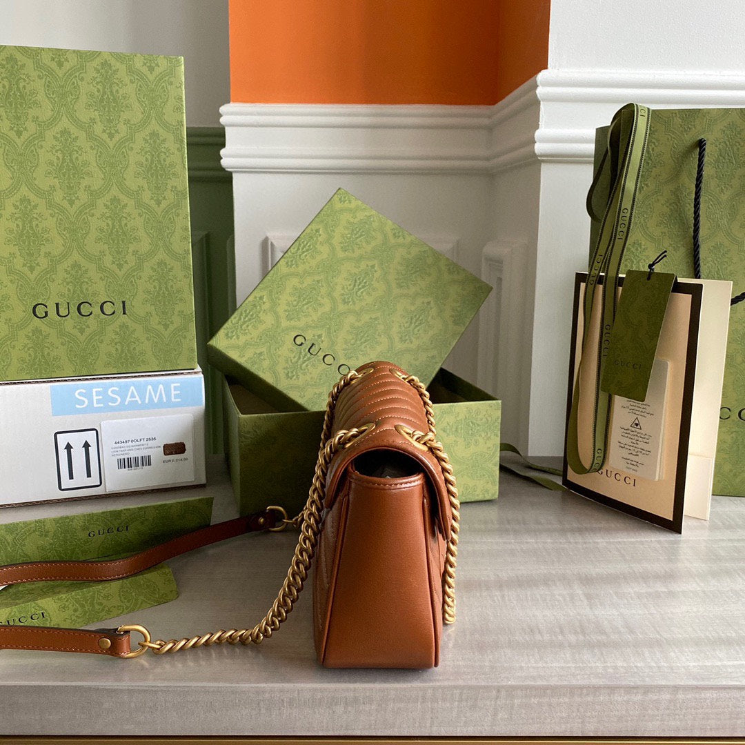 GG Marmont 26cm Brown Calfskin Gold Hardware mysite