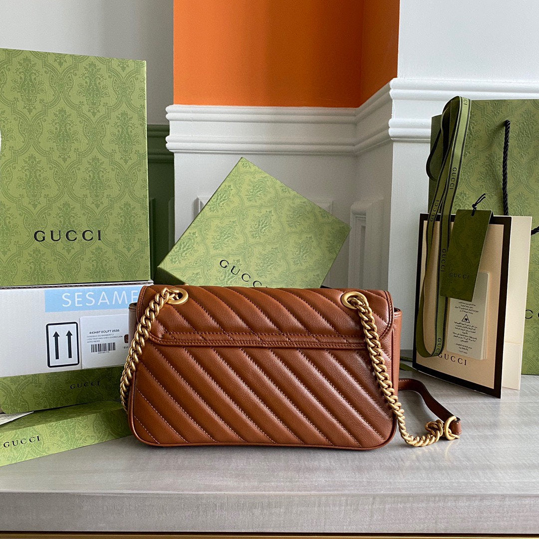 GG Marmont 26cm Brown Calfskin Gold Hardware mysite