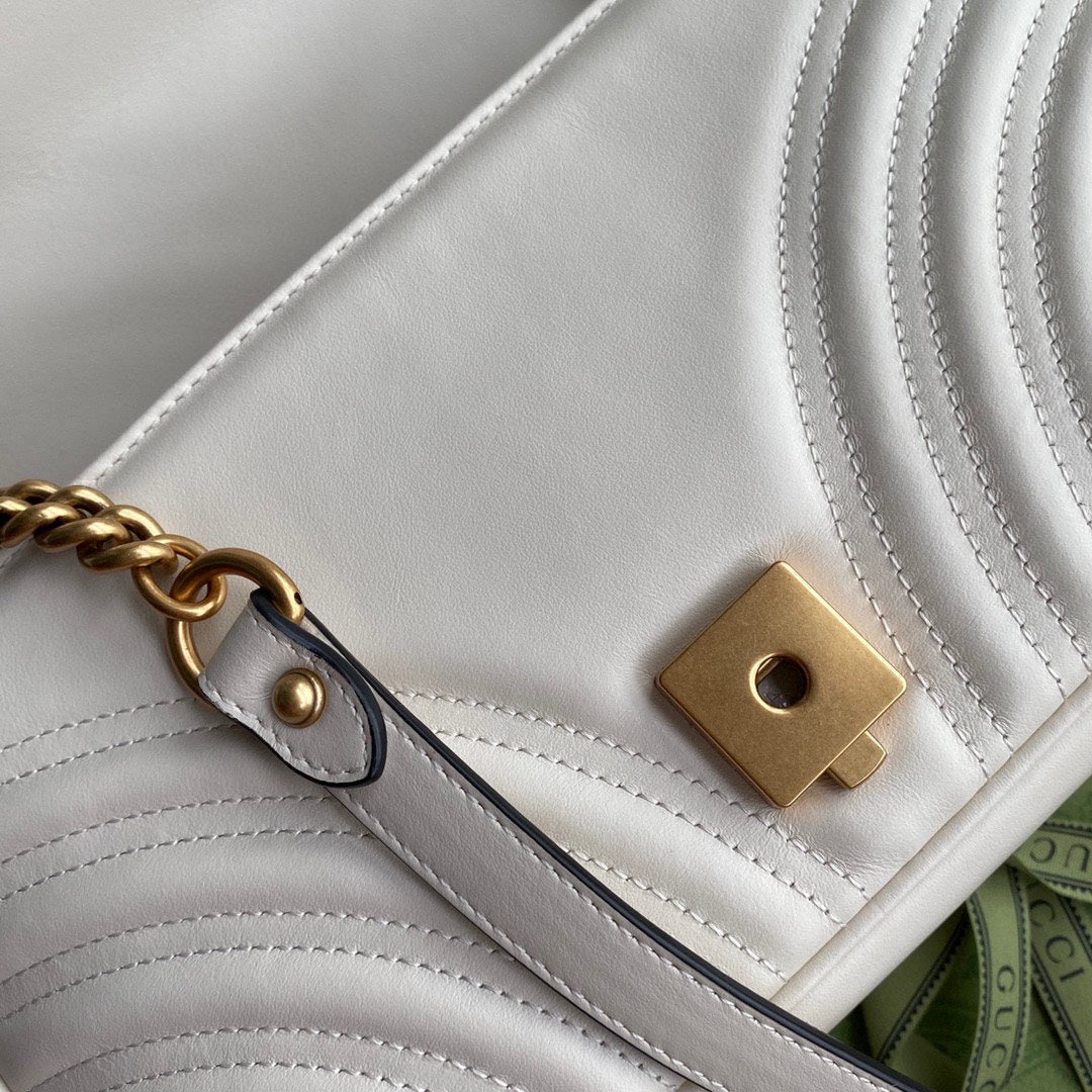 GG Marmont 26cm White Calfskin Gold Hardware mysite