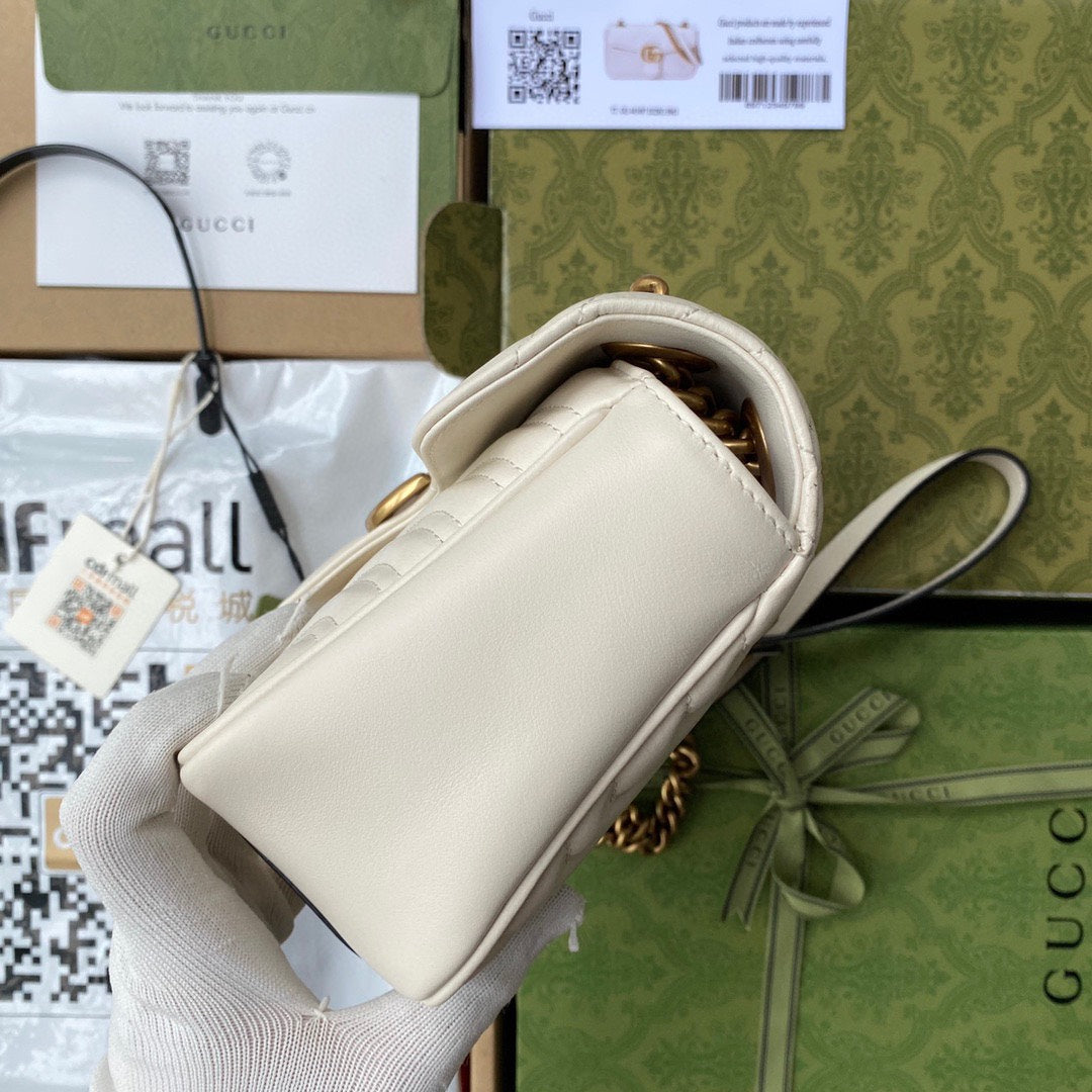 GG Marmont 26cm White Calfskin Gold Hardware mysite