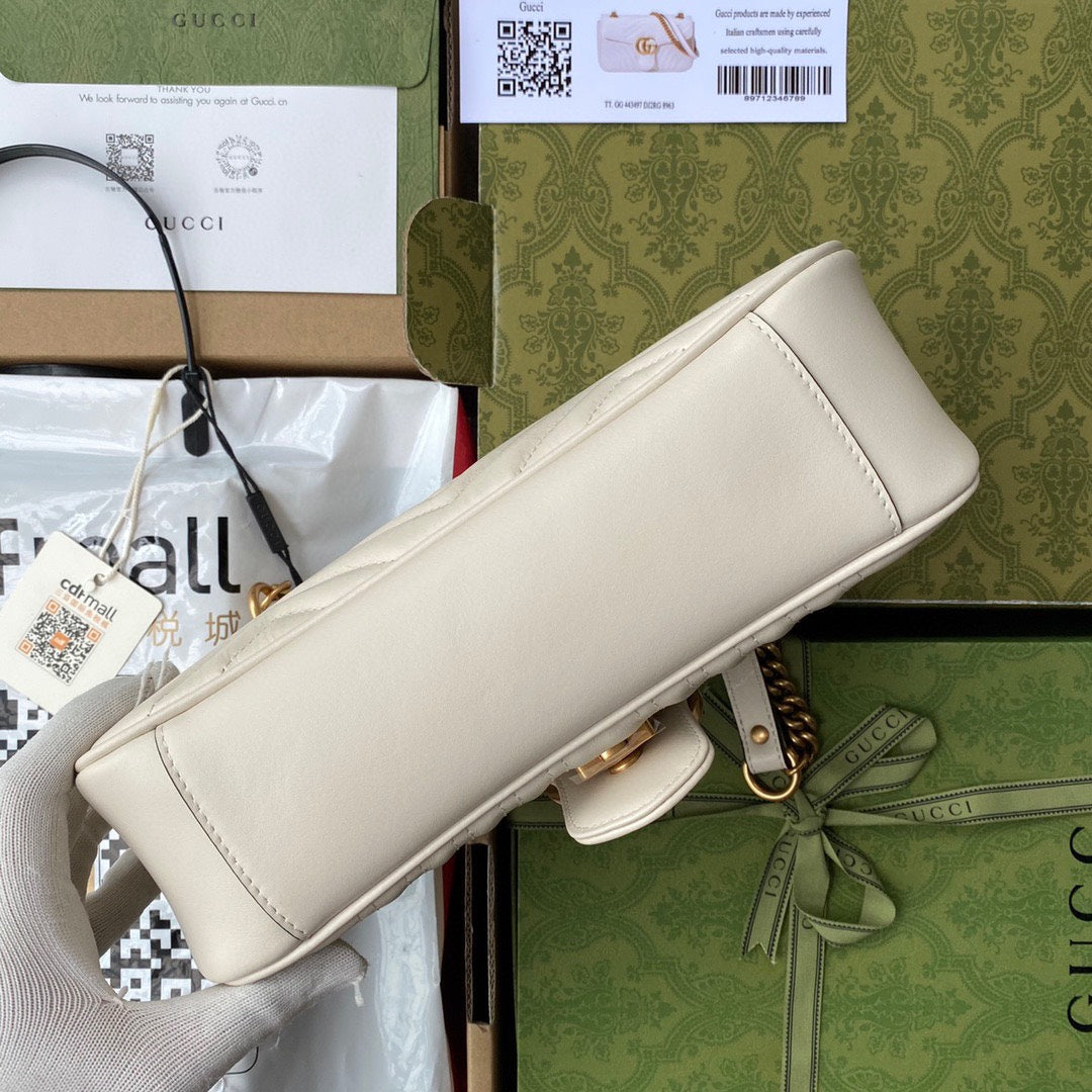 GG Marmont 26cm White Calfskin Gold Hardware mysite