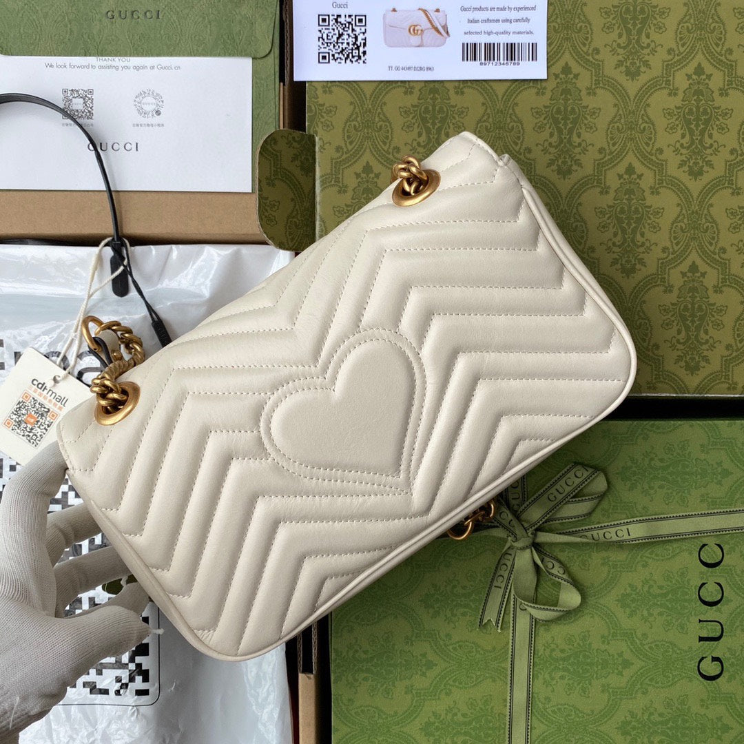 GG Marmont 26cm White Calfskin Gold Hardware mysite